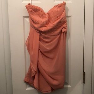 Strapless blush pink dress.